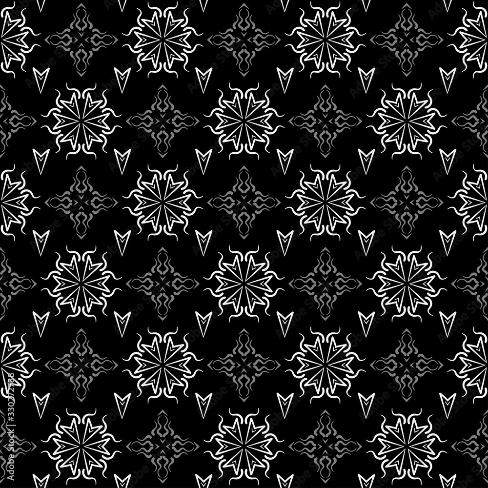 Fototapeta premium Abstract Geometric Pattern | Modern Background Vector | Colors: Black, Gray, White | Seamless Wallpaper For Interior Design
