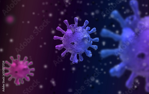 covid-19 virus coronavirus text word zoom anlaysis, isoted background green - 3d rendering
