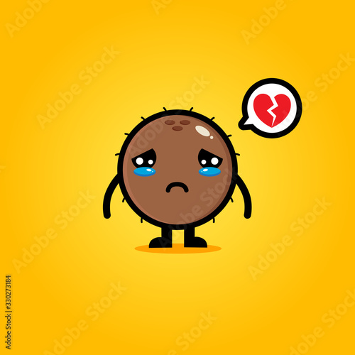 vector design of a sad coconut mascot