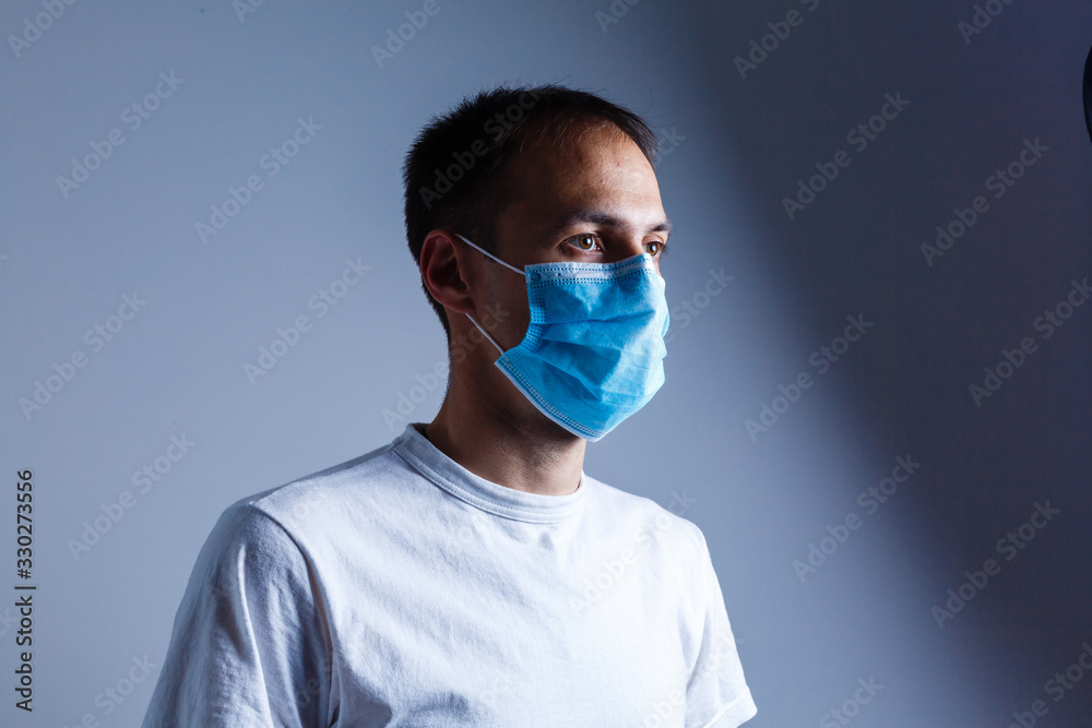 man wear face protective mask man wear face protective mask