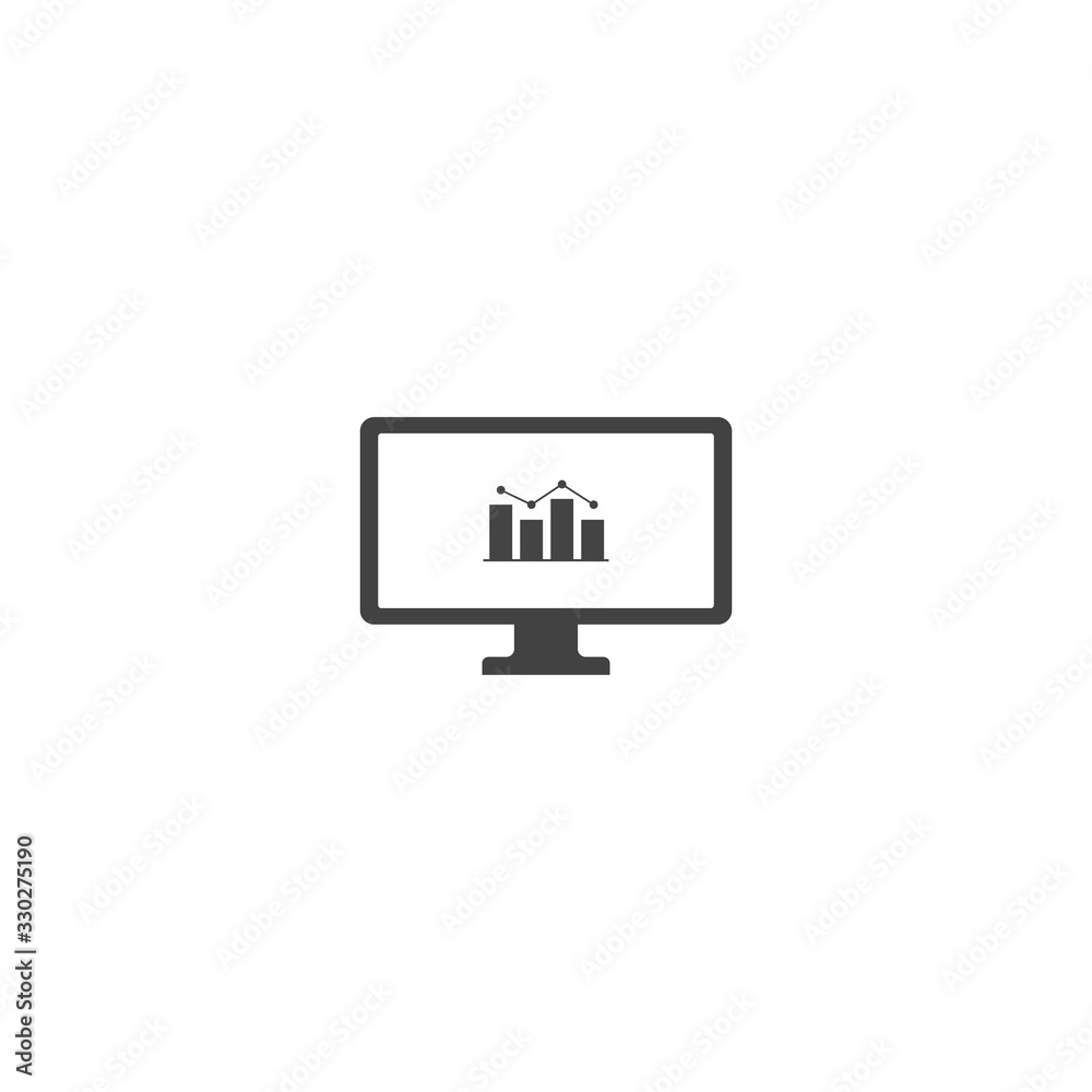 Diagram on monitor vector icon on white isolated background. Diagram on monitor vector icon on white isolated background.