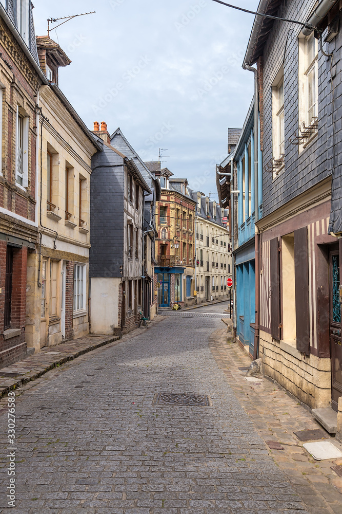 Honfleur, France. View of Bavole street