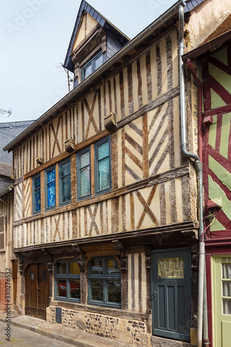 Honfleur, France. Old half-timbered building on Brulee street