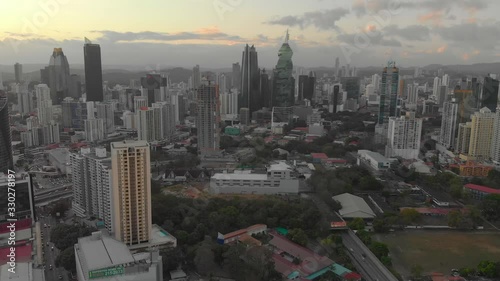 Aerial cityscape of Panama City, Panama at dusk photo