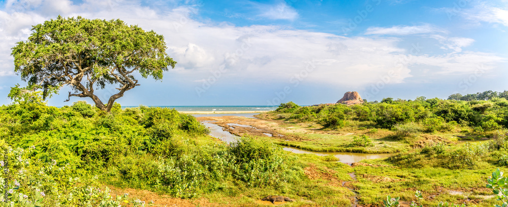 Panoramic view at the Padikema Rock in Yala National Park of Sri Lanka