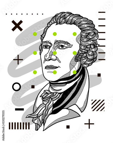 Alexander Hamilton sculpture. Vector illustration hand drawn. photo