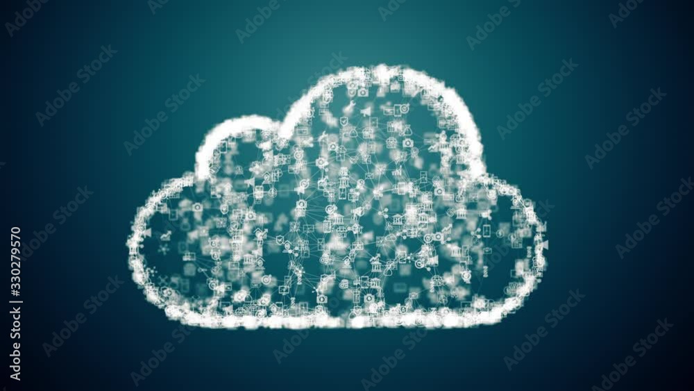 cloud computing symbol from the chaotically slow moving connected