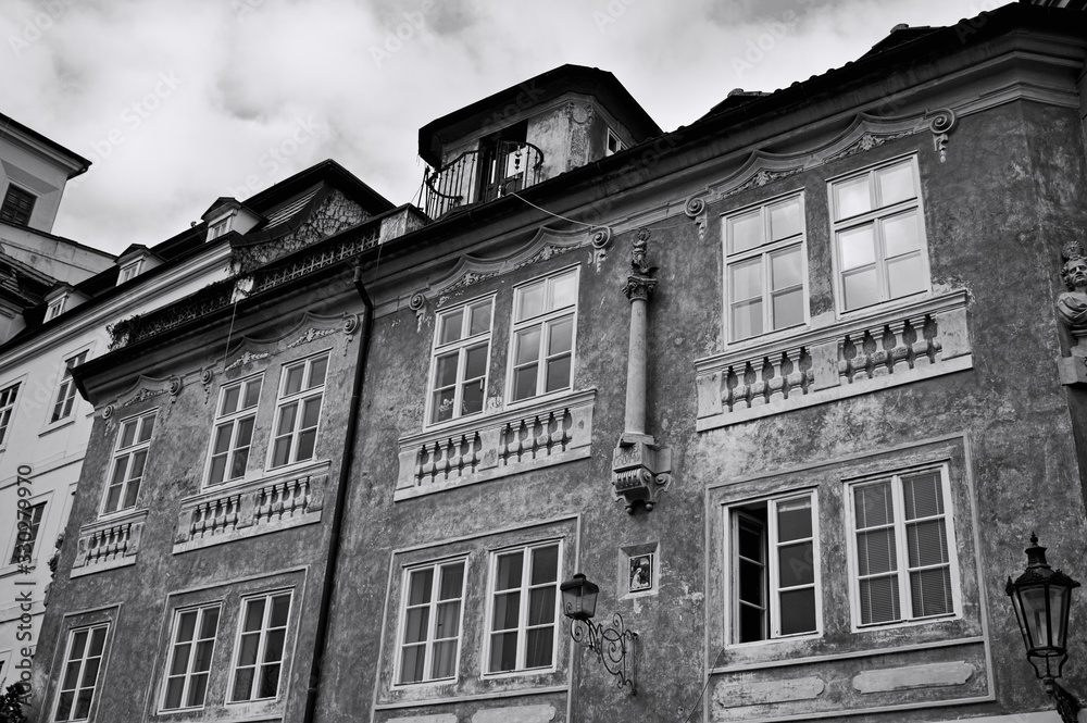 Bohemian architecture and baroque buildings in Prague (Czech Republic, Europe)