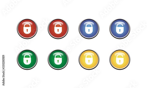 icon pad lock and unlock colorful