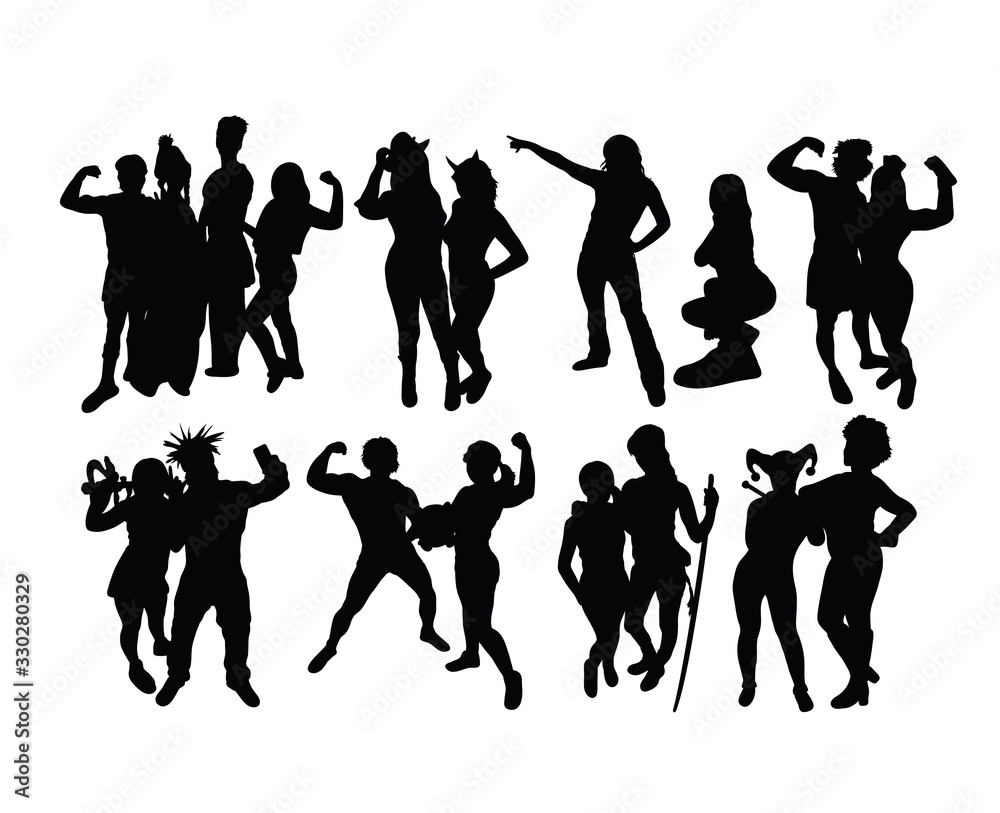 Fototapeta premium Circus Players Activity Silhouettes, art vector design