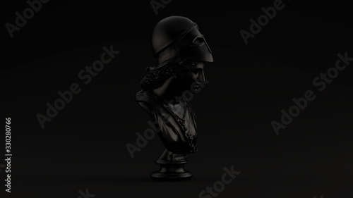 Canvas-taulu Black Minerva Bust Sculpture Black Background 3d illustration 3d render