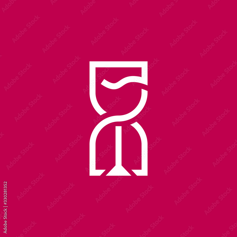 Logo glass of wine concept with hourglass. Logo glass of wine concept with hourglass.