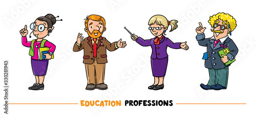 Education professions Vector funny character set