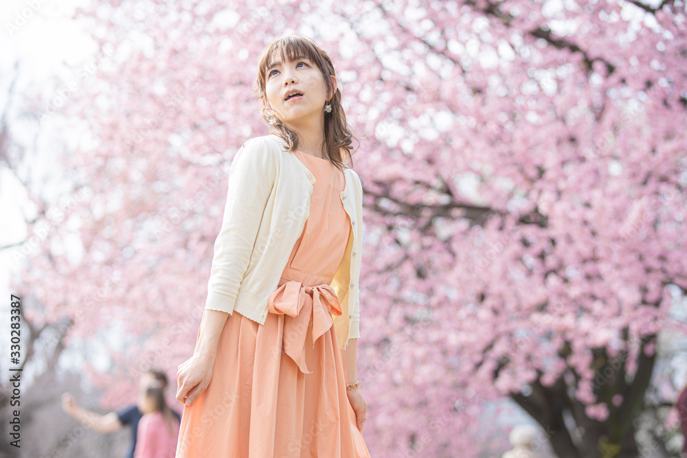 Fototapeta premium 桜の木の下で撮るポートレート