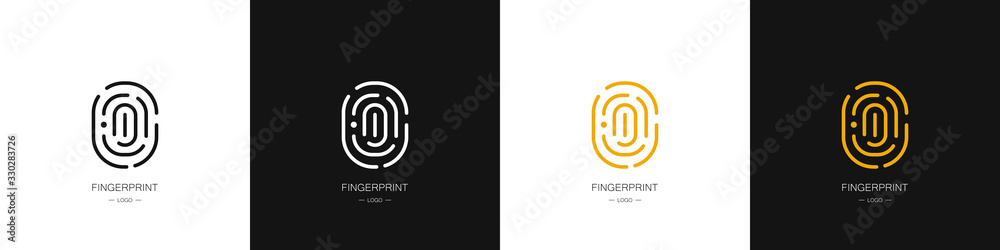 Set of different fingerprint logos. Identity, authorization or privacy concept. Modern style. Vector illustration. Set of different fingerprint logos. Identity, authorization or privacy concept. Modern style. Vector illustration.