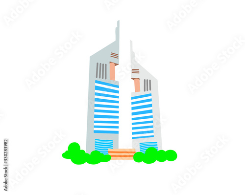 hand drawing icon of two skyscrapers, vector illustration