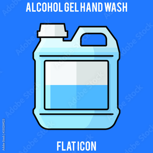 Gallon flat icon alcohol gel, alcohol hand gel, hand wash, Hygienic Gel for Hands Properly. Cleaning Hands with Antiseptic Product. Prevention against Virus, Germs and Infection.