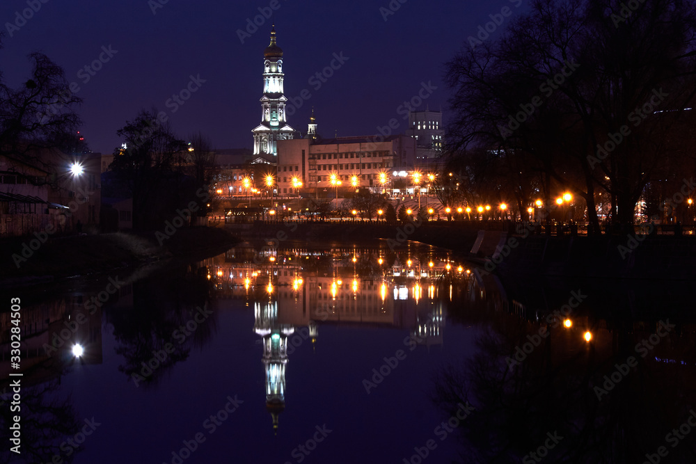 night city reflection in the river