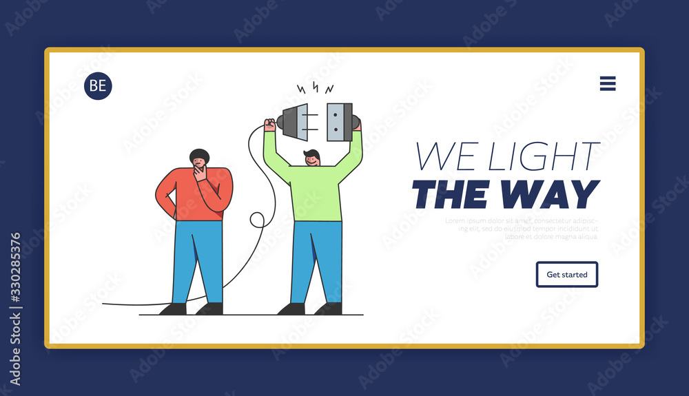 Concept Of Launching Startup, Start New Business. Website Landing Page. Businessmen On The Way To Launch Startup, Getting Plug Into Socket. Web Page Cartoon Linear Outline Flat Vector illustration Concept Of Launching Startup, Start New Business. Website Landing Page. Businessmen On The Way To Launch Startup, Getting Plug Into Socket. Web Page Cartoon Linear Outline Flat Vector illustration