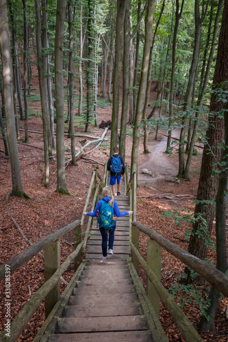 Wandern durch den Buchenwald im Nationalpark Jsmund auf der Insel Rügen photo