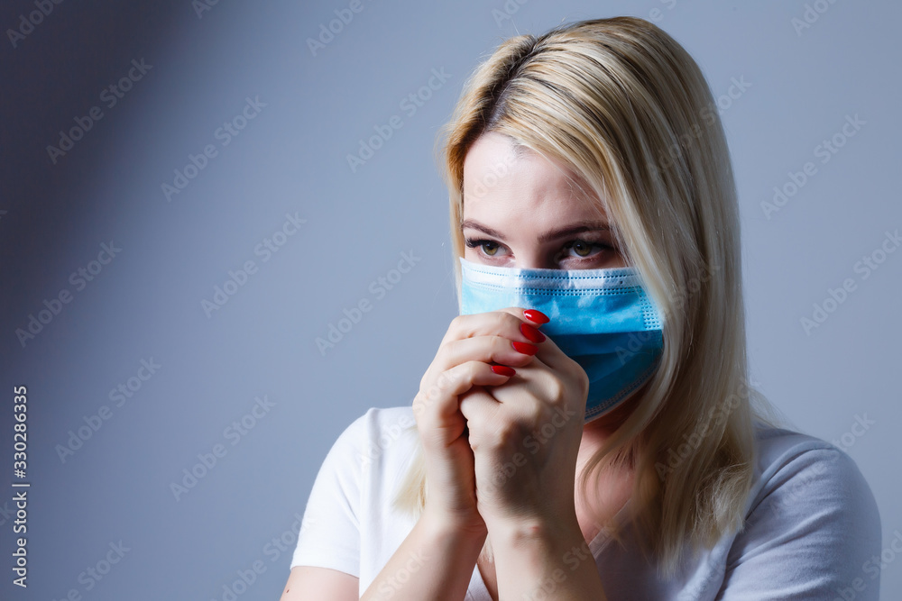 Cropped image of female physician wearing medical mask Cropped image of female physician wearing medical mask