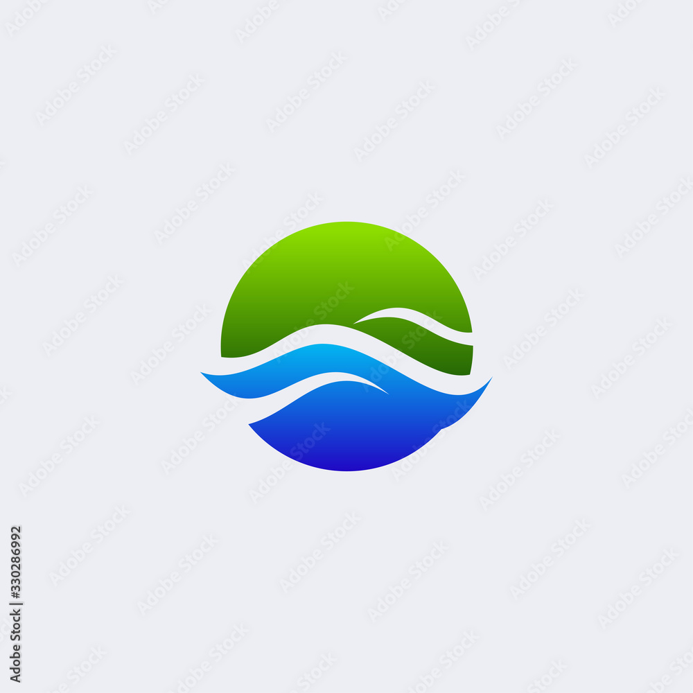 circle wave icon nature logo design template circle wave icon nature logo design template