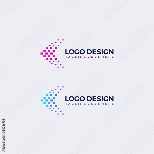 vector pixel arrow logo design template