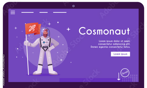 Astronaut character exploring outer space. Cartoon vector illustration