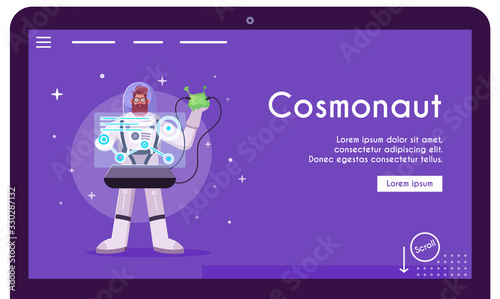Astronaut character exploring outer space. Cartoon vector illustration