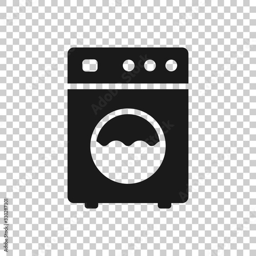 Washing machine icon in flat style. Washer vector illustration on white isolated background. Laundry business concept.