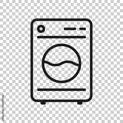 Washing machine icon in flat style. Washer vector illustration on white isolated background. Laundry business concept.