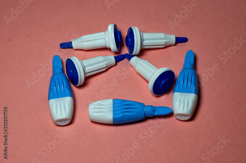 adult blue lancet on a color background.