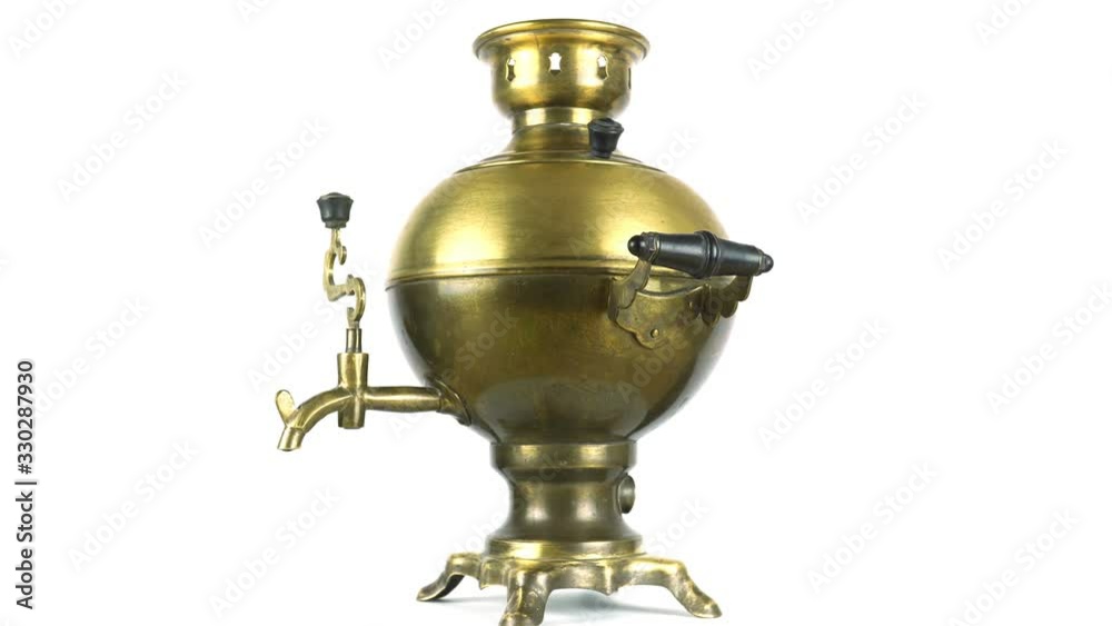 Rotating Retro Electric Samovar On A White Background