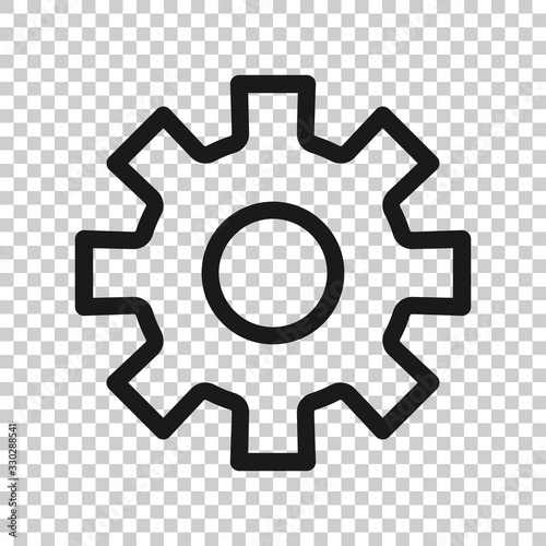 Gear vector icon in flat style. Cog wheel illustration on white isolated background. Gearwheel cogwheel business concept.