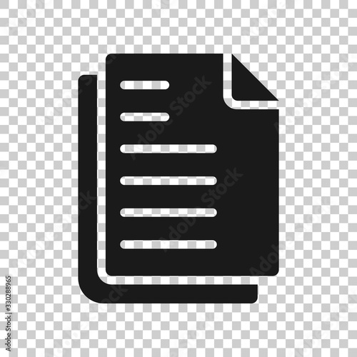 Document note icon in flat style. Paper sheet vector illustration on white background. Notepad document business concept.