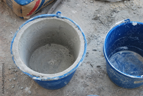 Making of Cement Planter Pot in Blue Bucket