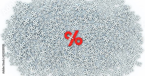 Animated seasonal sales background with percent discount pattern. 3D