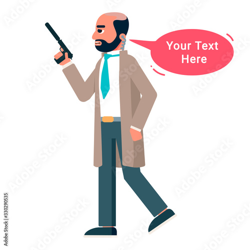 Vector character man speech bubble speaking