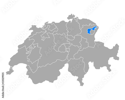 Karte von Appenzell Ausserrhoden in Schweiz