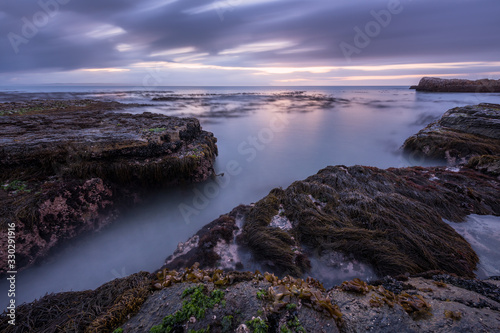 A beautiful moody seascape taken in hermanus, South Africa, on a stormy, cloudy morning.