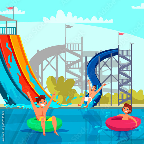 Amazing aqua park for adult and kid recreation