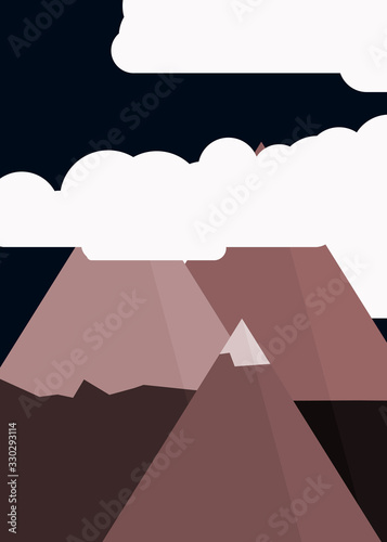 Mountains Panorame Abstract Random Placed Generative Art background illustration