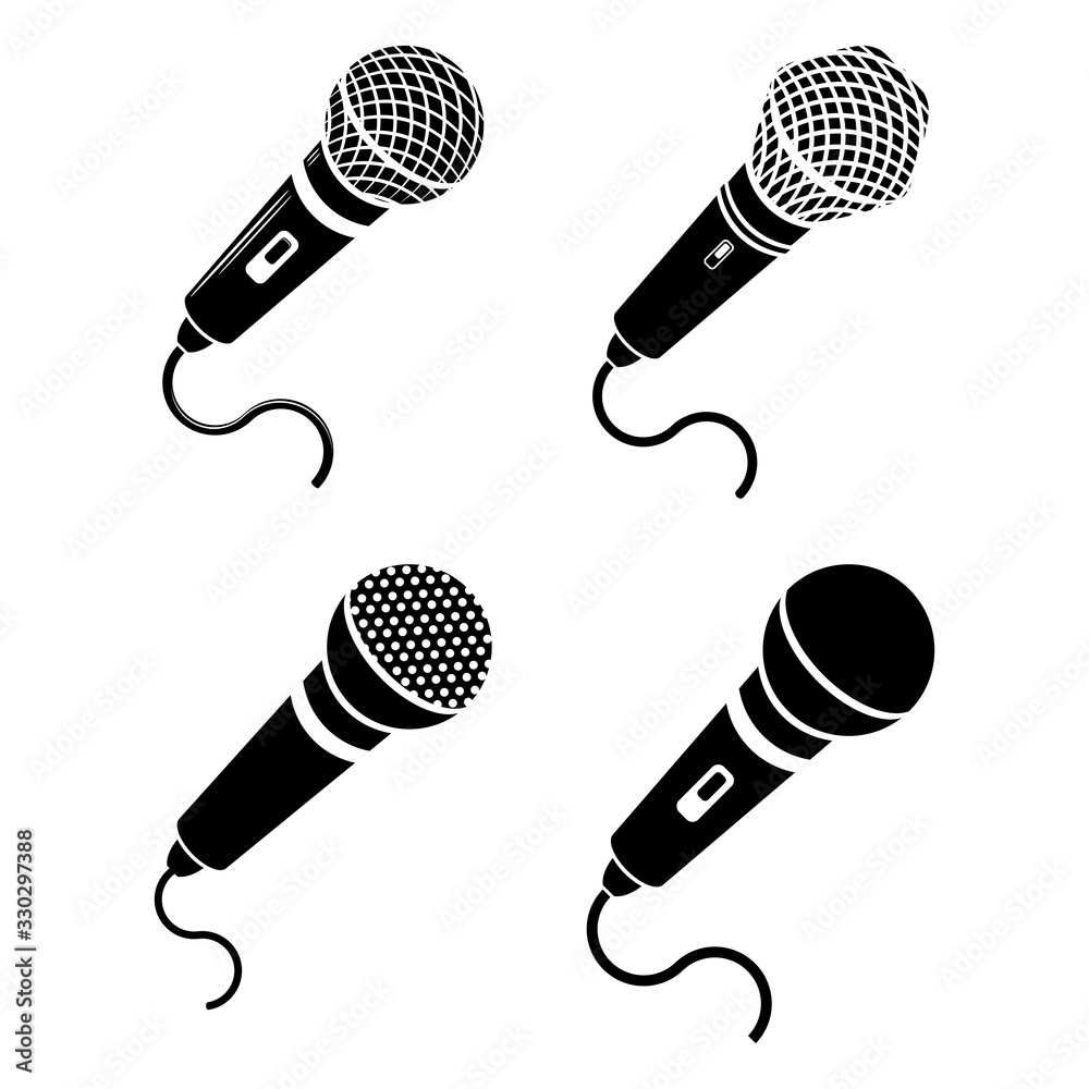 Retro Microphone Icon Isolated on White Background.