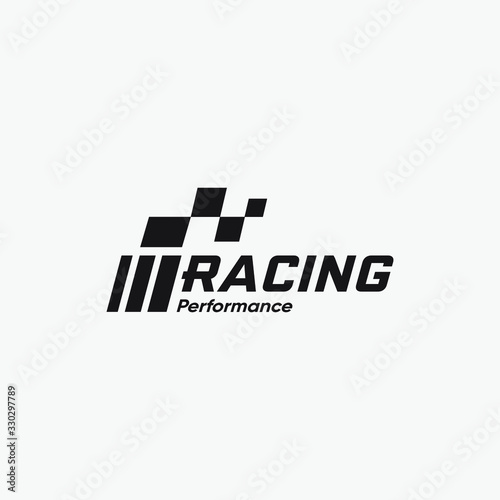 Racing flag icon, simple design race flag logo template