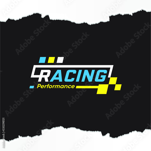 Racing flag icon, simple design race flag logo template photo