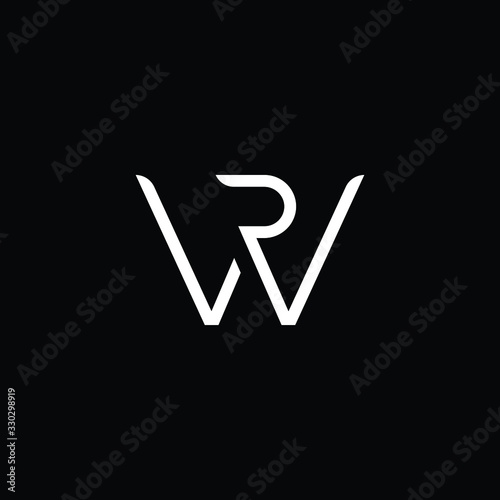  Minimal elegant monogram art logo. Outstanding professional trendy awesome artistic WR RW initial based Alphabet icon logo. Premium Business logo White color on black background photo