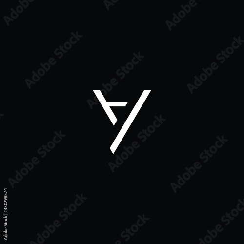  Minimal elegant monogram art logo. Outstanding professional trendy awesome artistic Y YT TY initial based Alphabet icon logo. Premium Business logo White color on black background