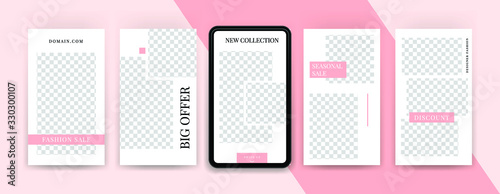 Fashion sale topics. Editable instagram stories template. Streaming.