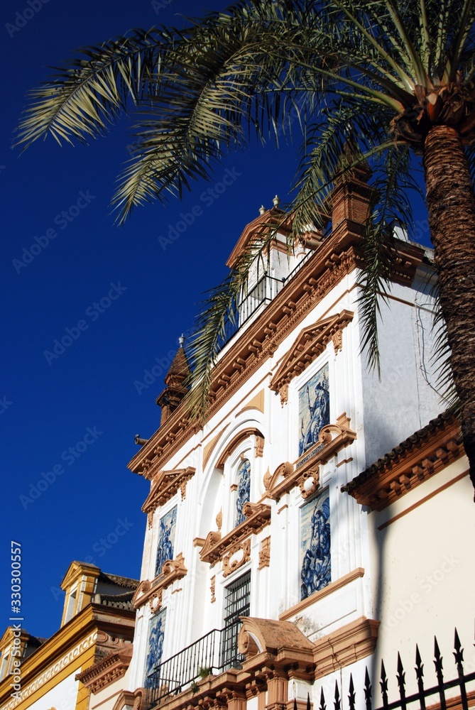 Front facade of Charity Hospital (Hospital de la Caridad), Seville, Spain.