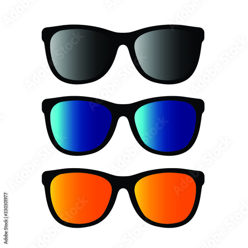 Sunglasses in the vector. Glasses with colored glasses.